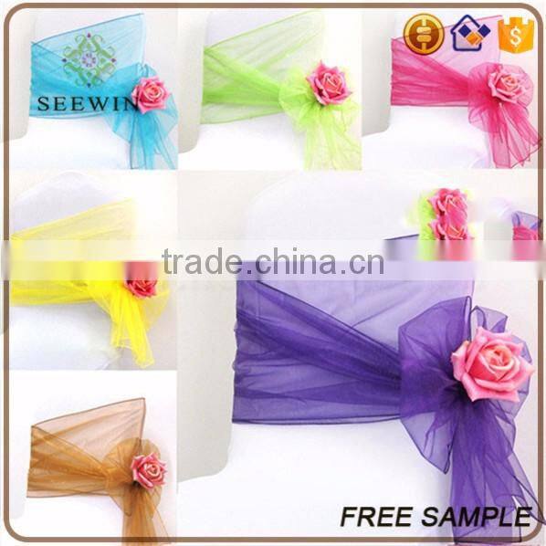beautiful white soft wedding fancy party chair sash