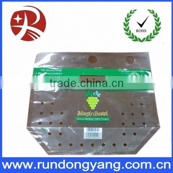 stand up pouch zip lock fruit packing bag with air holes and handle