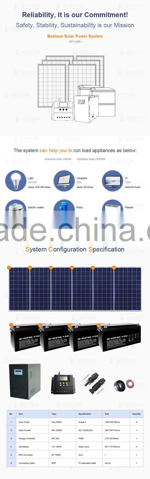 BESTSUN 6000w home adjustable solar mounts solar power system on flat roof