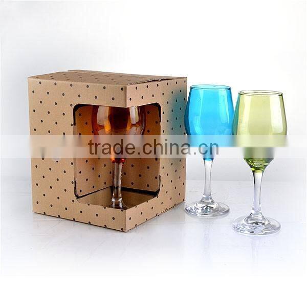 color red wine glasses cup with clear steam with gift box