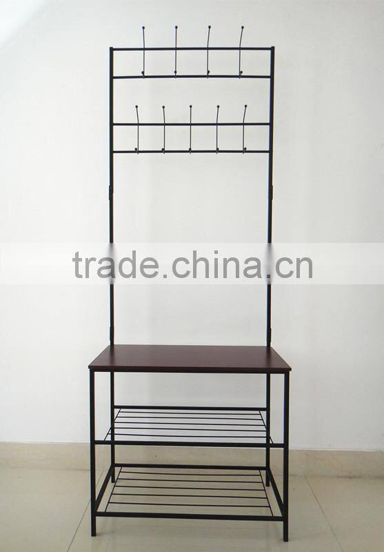 Metal Wood Entryway Bench Storage standing Hallway Umbrella Hat coat Shoe rack