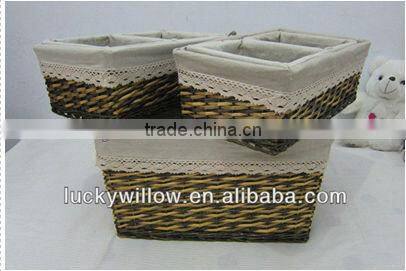 3 of set wicker basket with liner wholesale factory supply