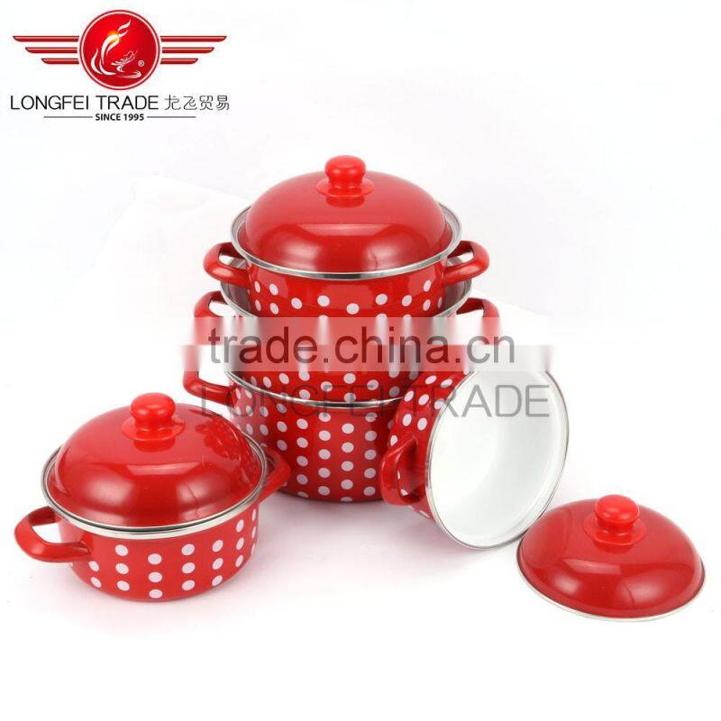 3pcs enamel cookware casseroles set with customize decal cast iron enamel casserole