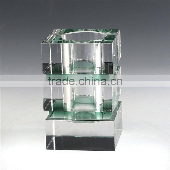 JINGYAGE Office Table Set Blue&Green Colorful Crystal Pen Holder for Business Gift