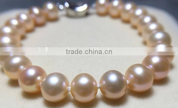 8-9mm pink round freshwater pearl bracelet wholesale