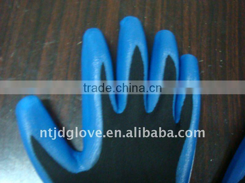 Welding gloves . 13G black nylon with blue nitirle smooths finish coating , Nitirle working safety gloves