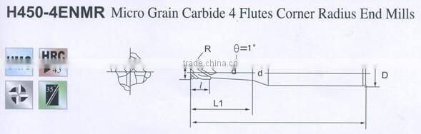 Micro Grain Carbide 4Flutes Corner RadiusEnd Mills
