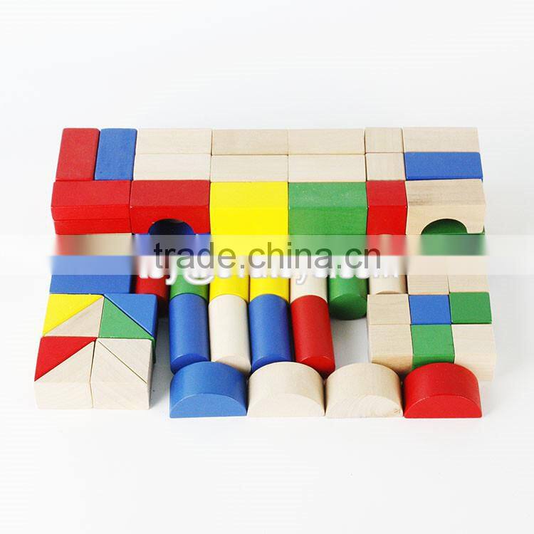 Colorful 80 pieces kids wooden toy connecting building blocks best sale children wooden intelligence building blocks W13A137