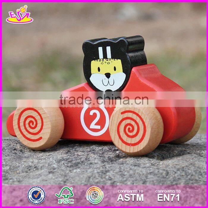 2017 New design funny animals wooden toy trucks for toddlers W04A335