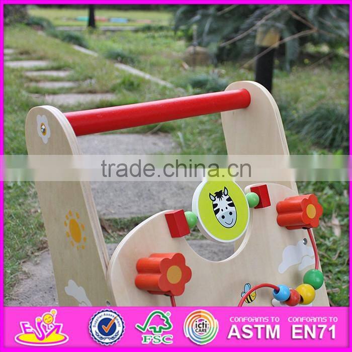 2016 new design push along activity center toy wooden toddler walker W16E061