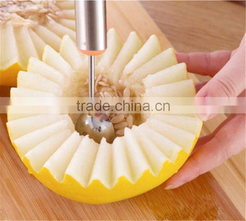 Function Kitchen Tool Fruit Corer Slicer Cutter Peeler Stainless Steel 2 in 1