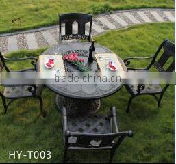 Wrought Iron Circular Garden Table and 4 Chairs
