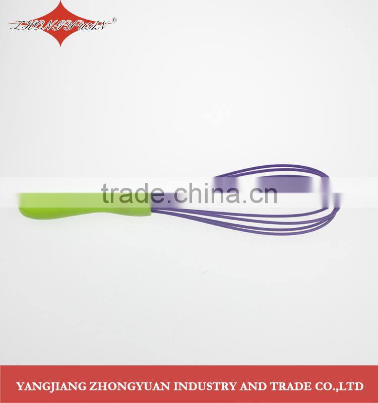 10-inch silicone coated wires egg whisk with green plastic handle