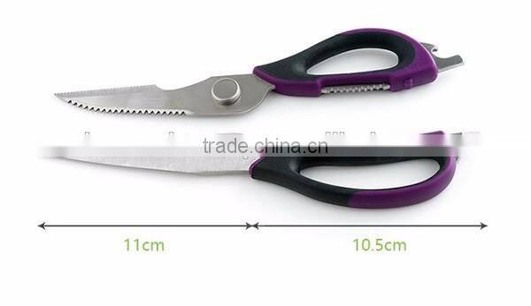 Stainless Steel Plastic Multi-function Kitchen Scissors Chicken Bone Scissor with Magnetic Holder Cover
