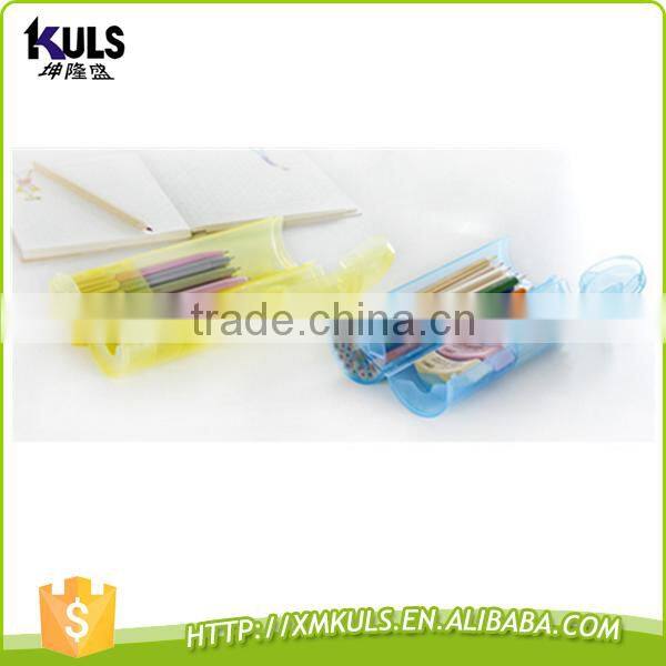 Multi-function creative candy color plastic pen container transparent plastic box