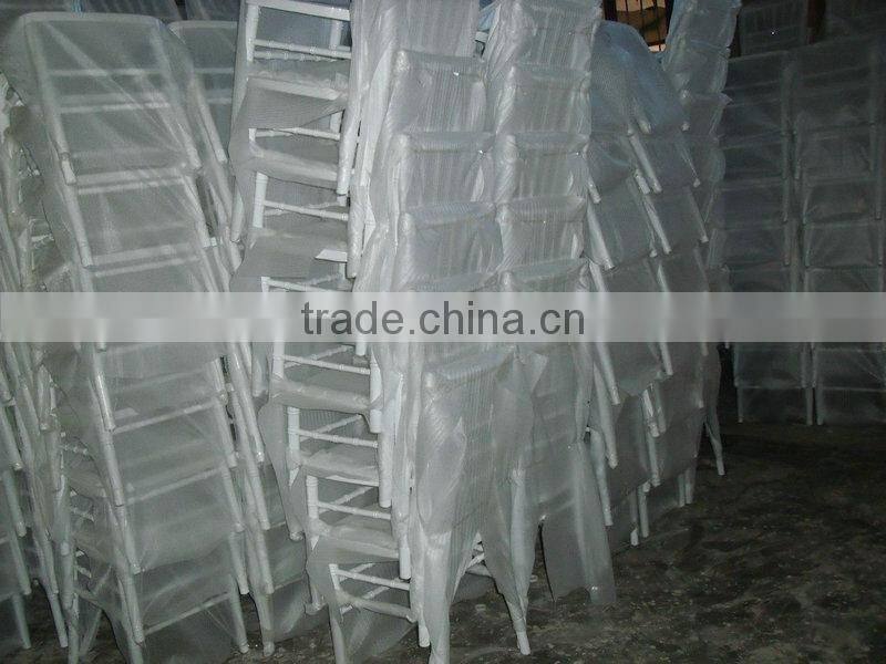 beautiful blue color stackable wood hotel chair for wedding rental