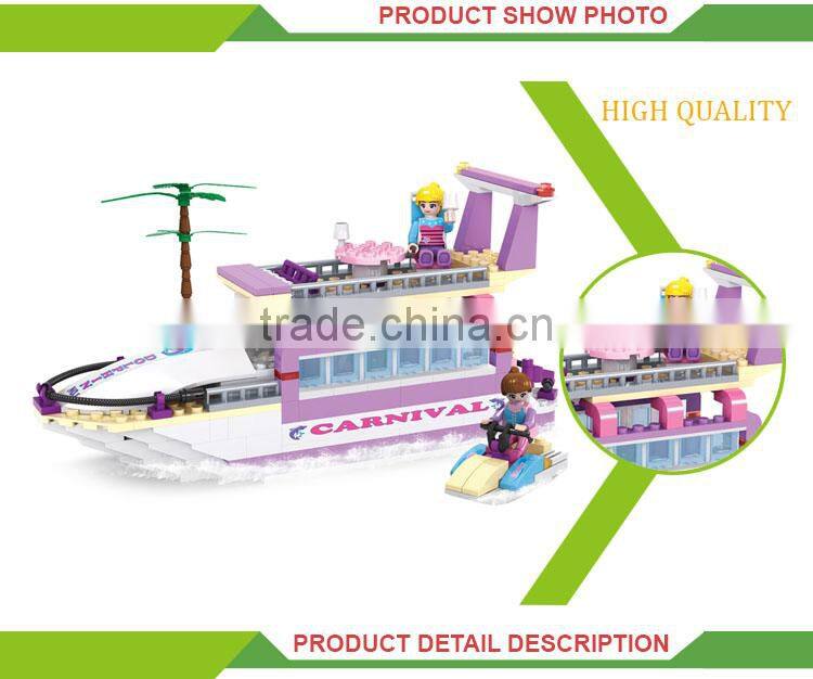 Educational small plastic toy boat set childrens building blocks