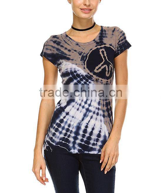 Gray & Black Tie-Dye Scoop Neck Tee