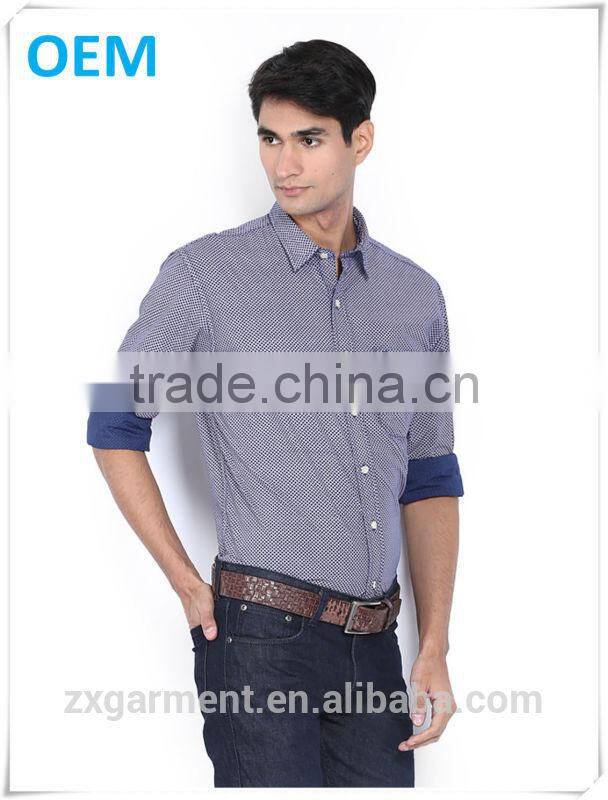 2017 NEW indian fashion long sleeve blue stripes french cuff button-down collar casual man shirt