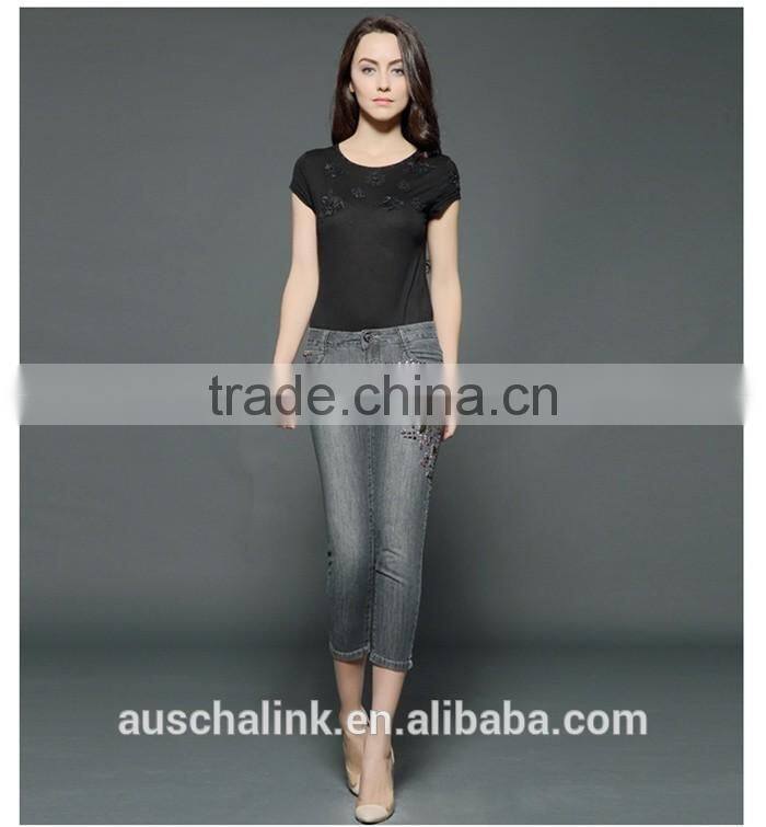 new design women black skinny denim jeans pants wholesale price