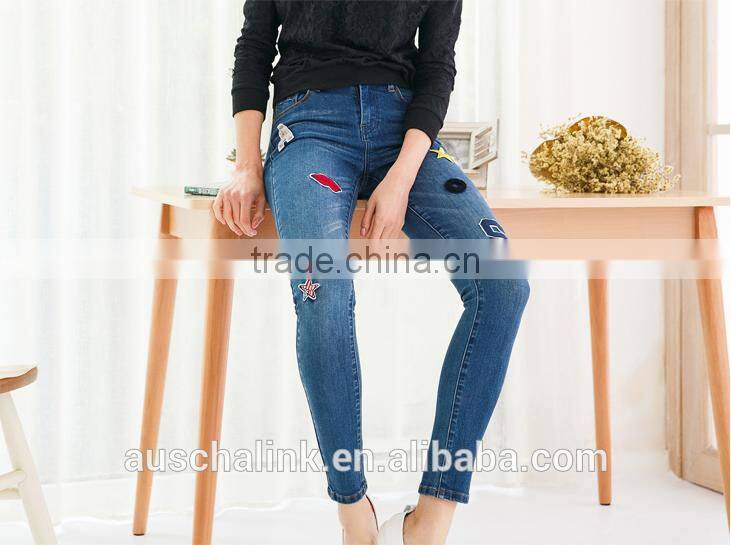 hot sale euro plus size fat lady fashion denim jeans customized
