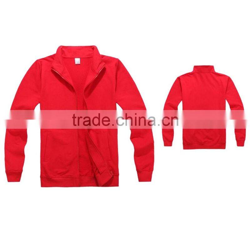 Custom fleece zipper jacket sweatshirt without hood