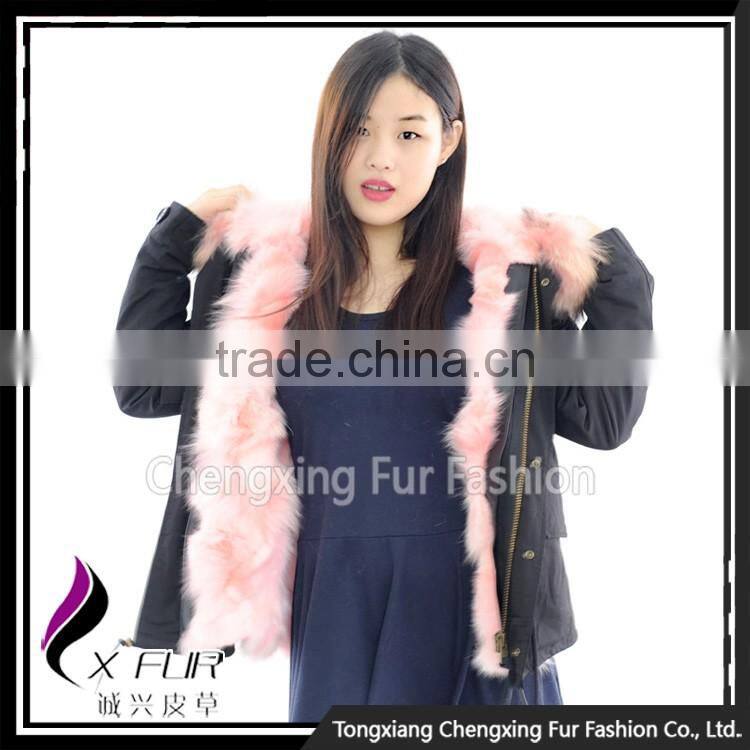 CX-G-P-01C Women Wholesale Genuine Raccoon Fur Lining Raccoon Fur Collar Fur Parka Coat