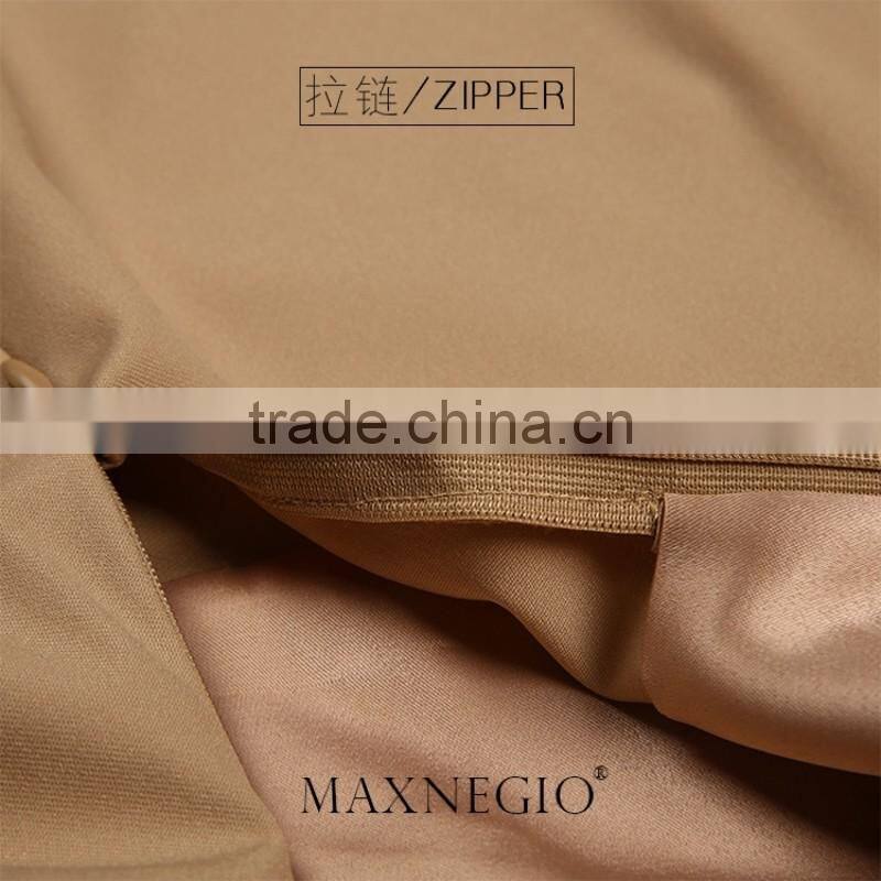 Latest design fashion contrast color ladies high quality elegant long sleeve and maxi evening dress 2016