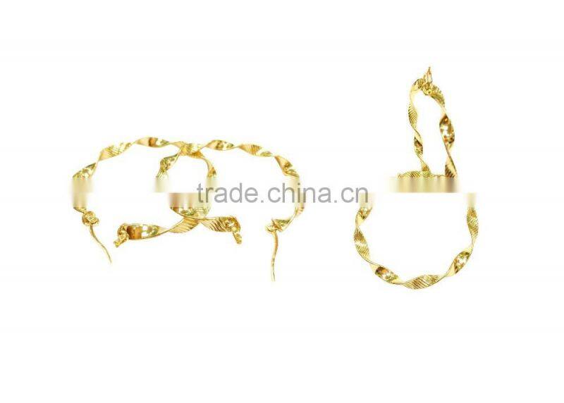 Stylish Zic Zac Brass Gold Plated Hoop Earrings