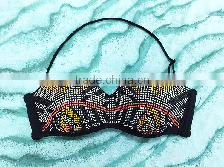 Classic style youg girls swimear iron bead design sexi hot girl bikini