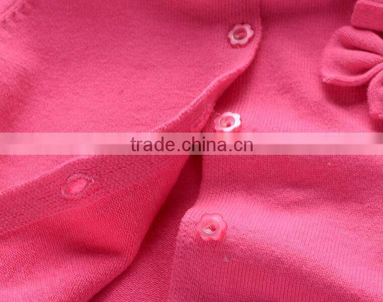 OEM 100% cotton knitted cute bows girls pink cardigan sweaters