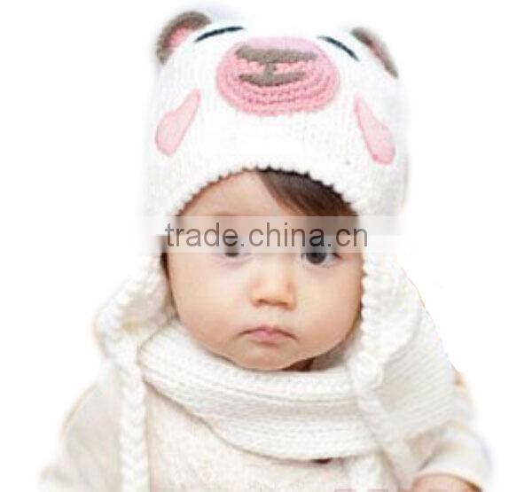 Winter Baby Crochet Hat With Bear Design