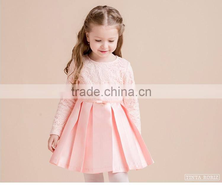 Girl's New Year Party Dress In Stain And Embroidery Fabric 2017 Spring Dress Designs For Girl
