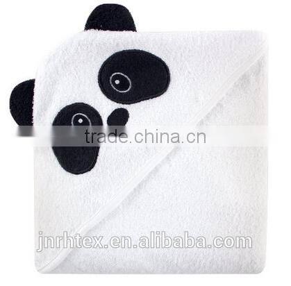 Eco-friendly embroidery designs ring spun cotton terry animal baby bath towel with hood