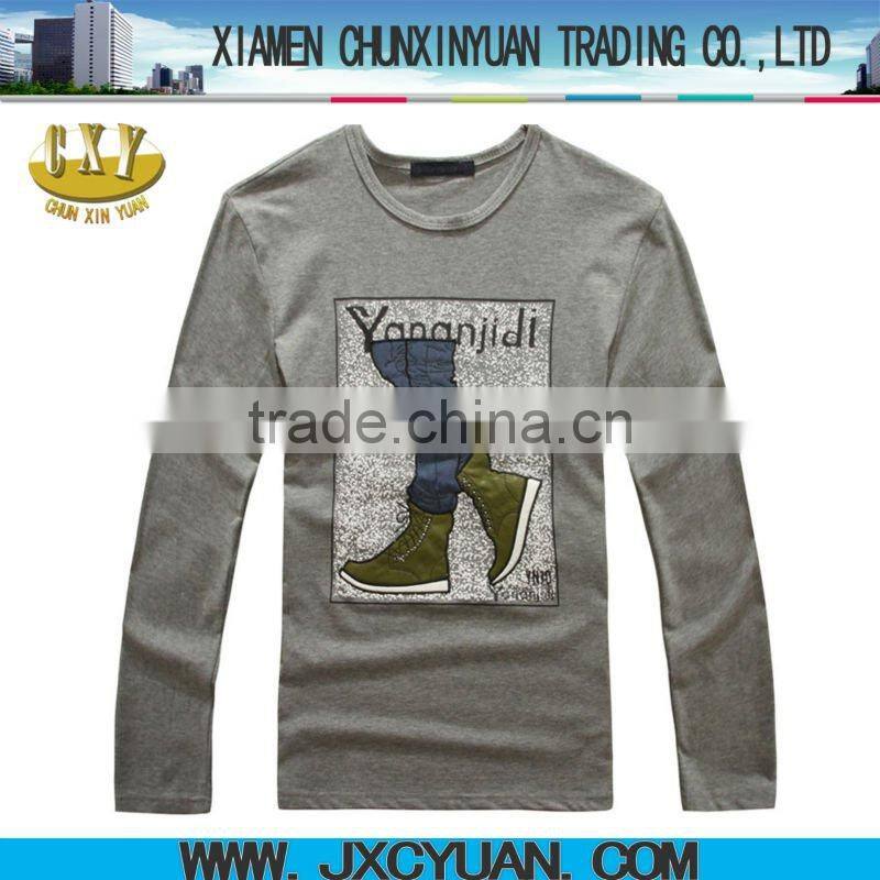 wholesale fashion design long sleeve men t shirt with printing