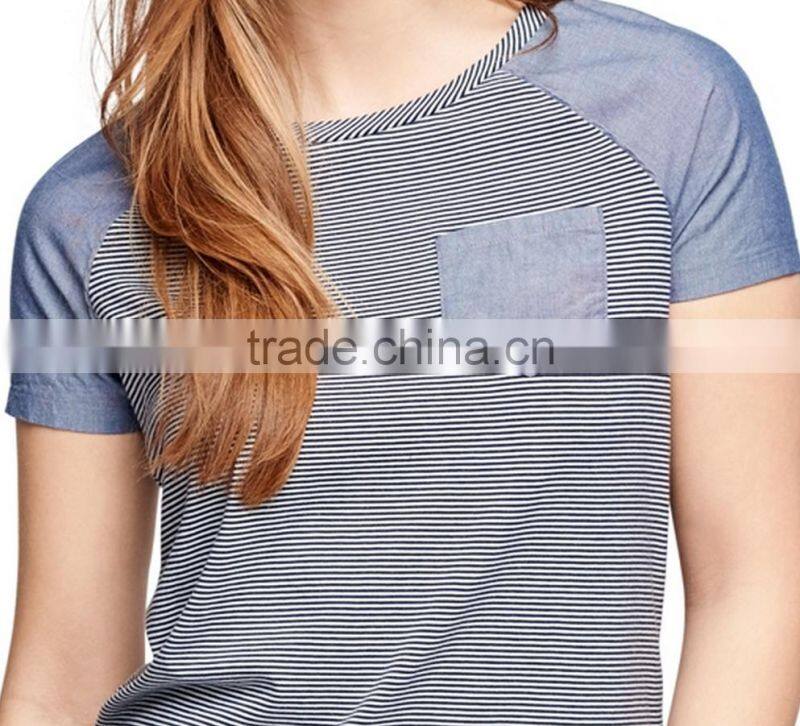 Wholesale cheap short raglan striped t shirts