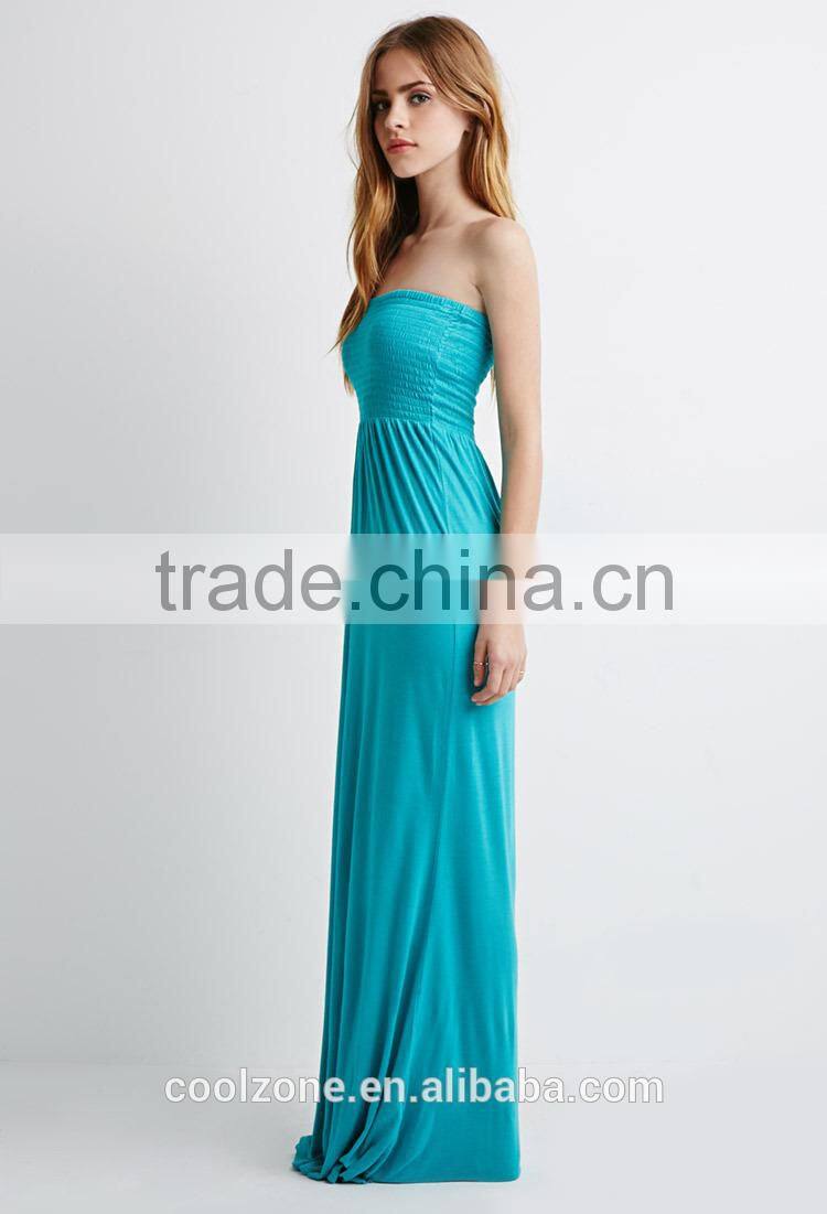 Sexy strapless smocked bodice gown perfect evening gown