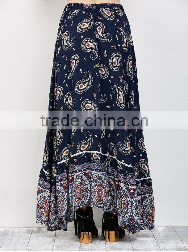 High quality skirts floral pattern printed bohemian long maxi skirt women custom skirt