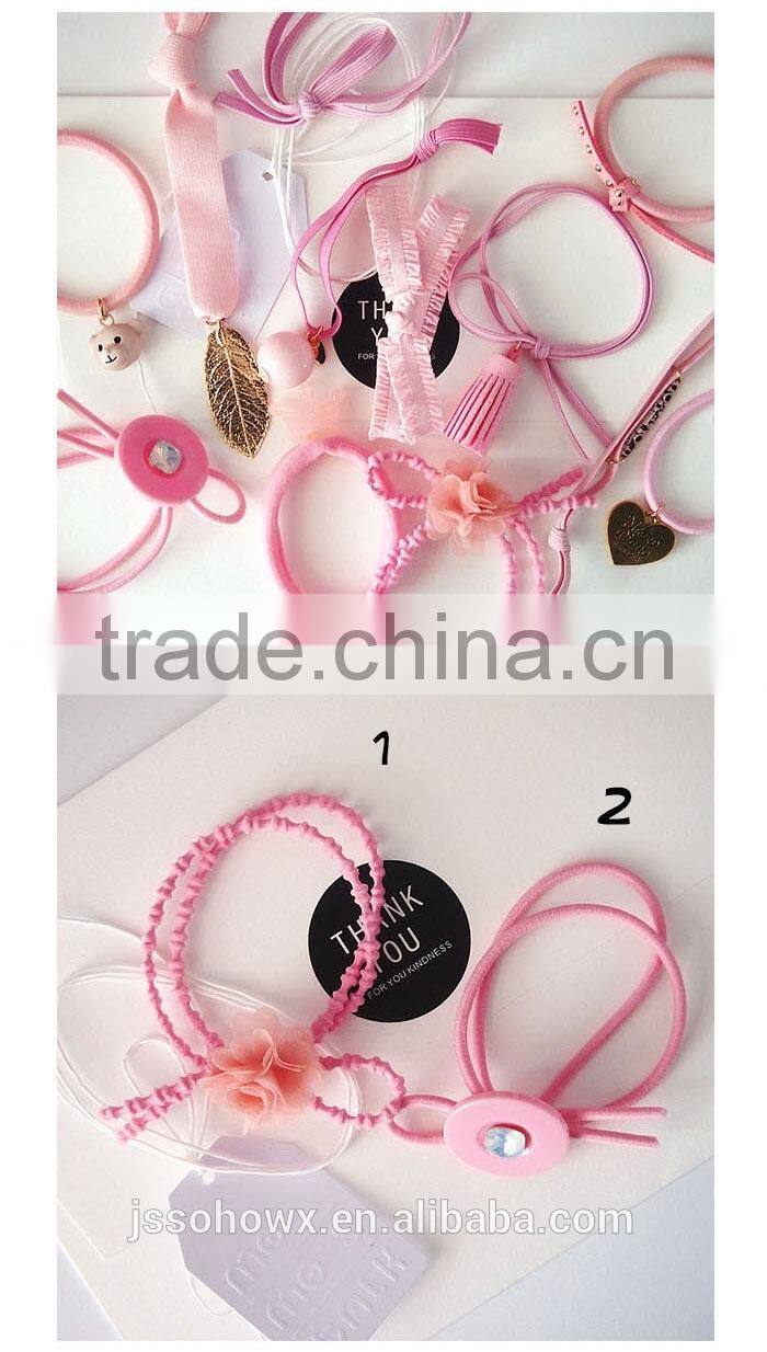 2017 Alibaba Wholesale Pink Charm Knotted Hair Tie Set