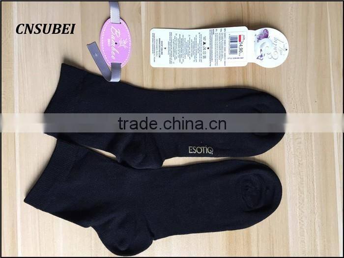 Custom wholesale ankle high black bamboo firber custom logo woman dress socks