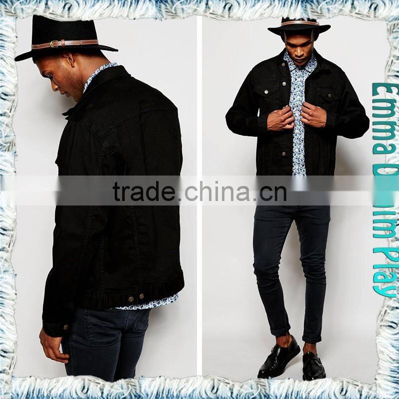 New Arrival Designer Mens Fashion Black Cotton Single Breasted Denim Jackets Coats Manufacturer Wholesale