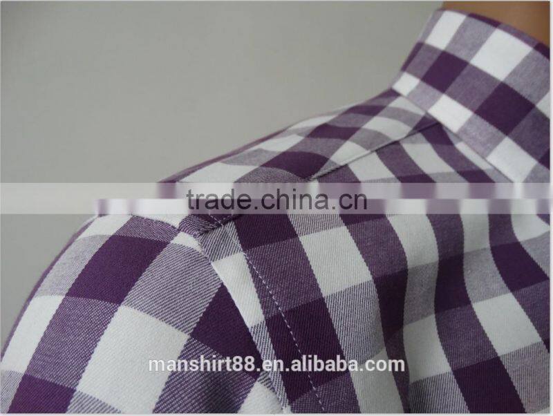 2016 100% cotton plaid spread collar men's flannel shirt