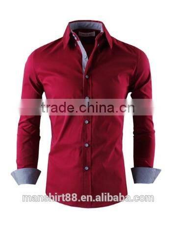 2016 multi color high collar button down slim fit casual shirt for men