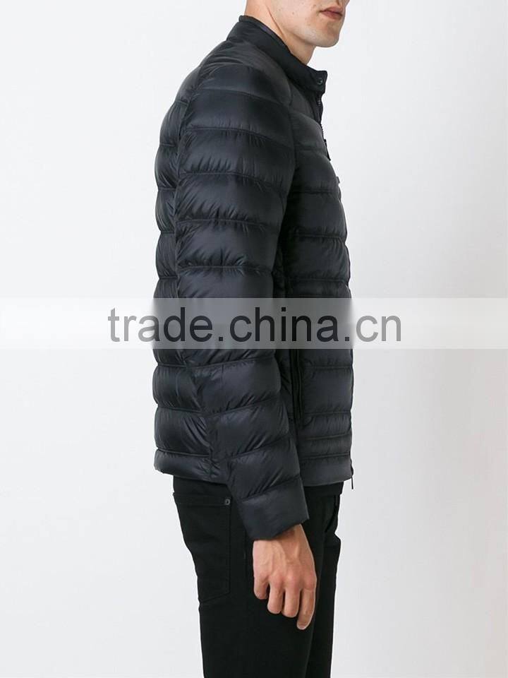 Wholesale High Quality Plain Dyed Dark Blue Down Feather Cotton Padded Coats Couples Winter Coats