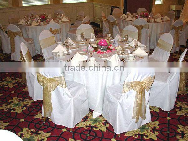 Polyester banquet chair cover with lamour satin sash