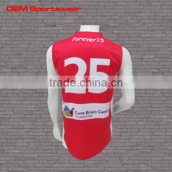 Latest color red design sleeveless wholesale youth football jersey