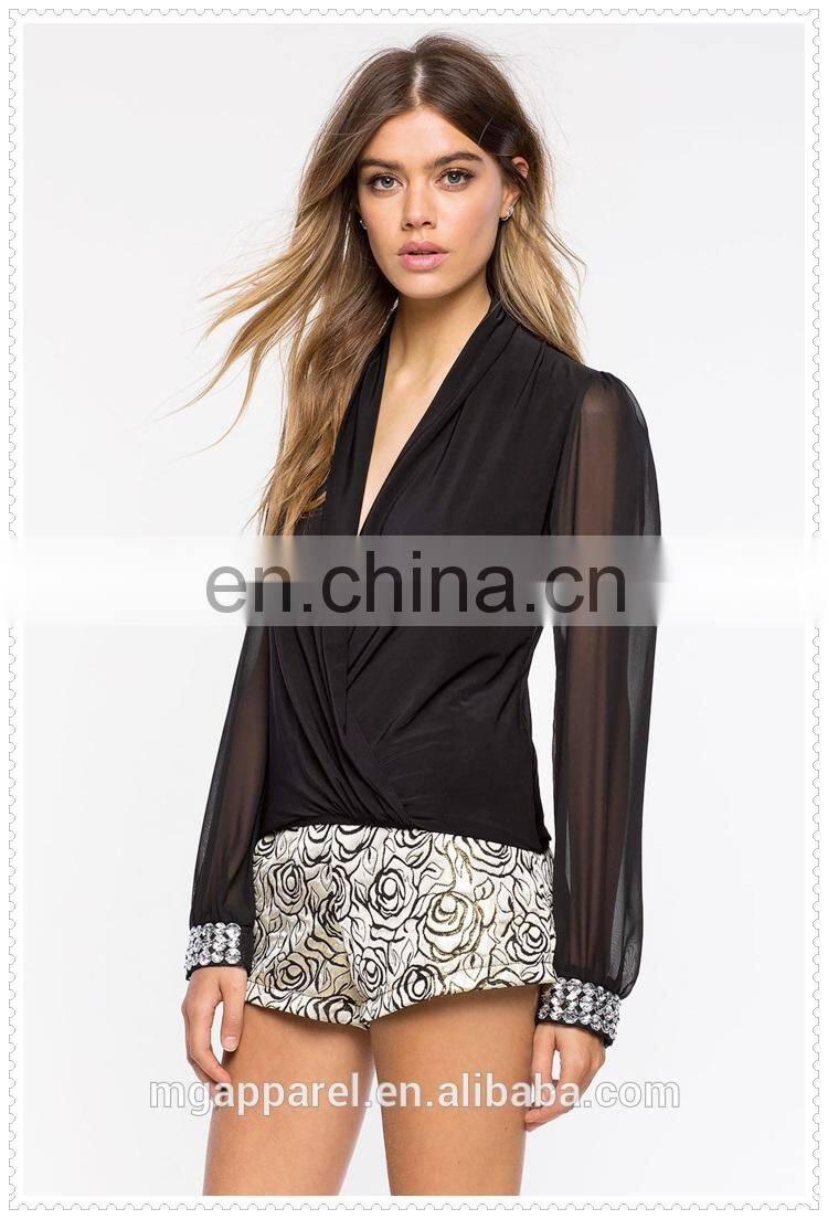 ladies western rhinestone cuff shift blouse designs on sale made in china