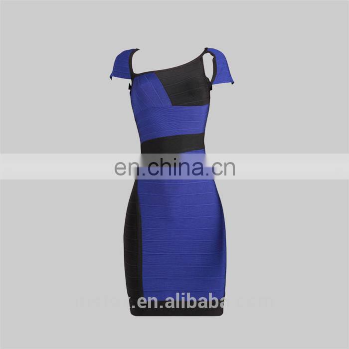 short sleeve bandage material ladies fashion night thailand dress