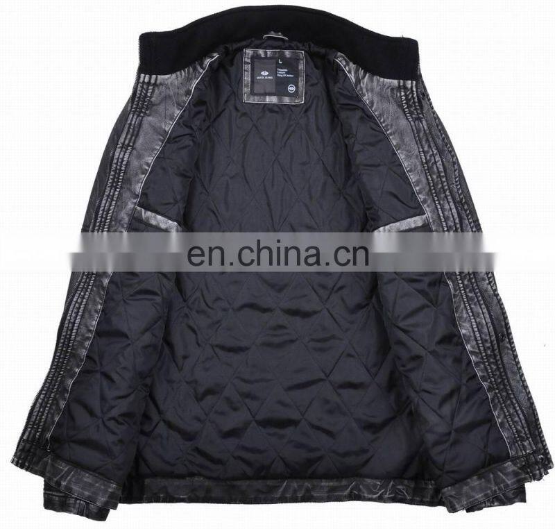 2017 lastest fashion hot sale diamond quilted pu men long jacket