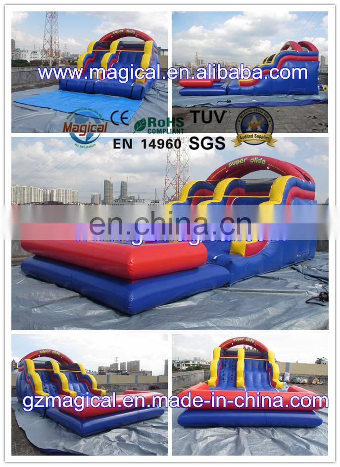 Super Splash Inflatable Wet And Dry Slide With Pool